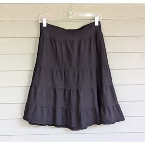 FRESH PRODUCE Black TIERED Jersey Cotton Skirt Size XL Pull On CUTE $59